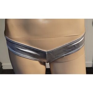 Women PVC Silver Cheekster Panty Stretch Briefs Size Small  SL11003-1